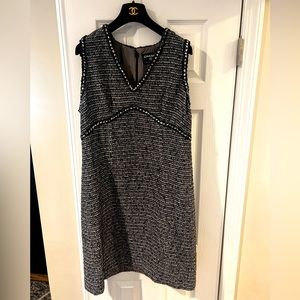CHANEL tweed dress-PRISTINE condition!Black, white, gray, sequined embellished.